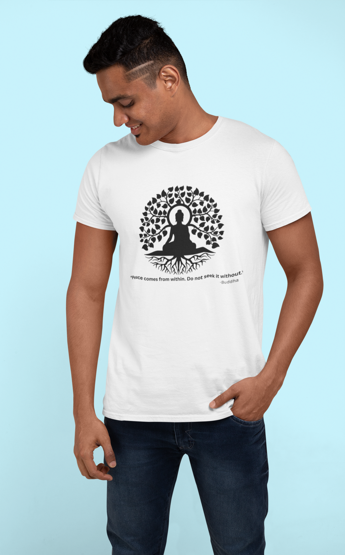 Buddha Quote Printed T-Shirt for Men –Peace comes from within