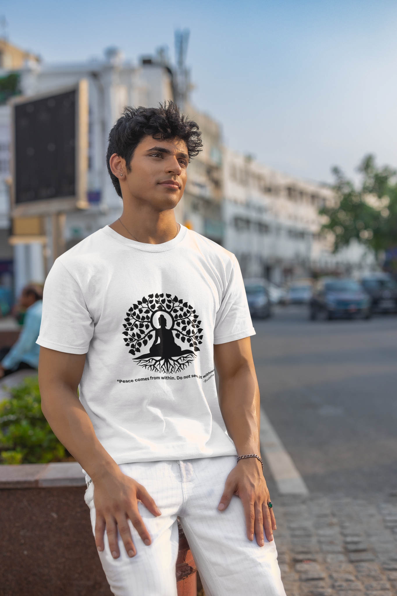 Buddha Quote Printed T-Shirt for Men –Peace comes from within