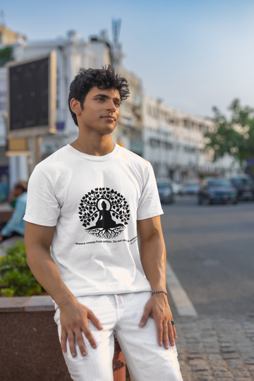 Buddha Quote Printed T-Shirt for Men –Peace comes from within