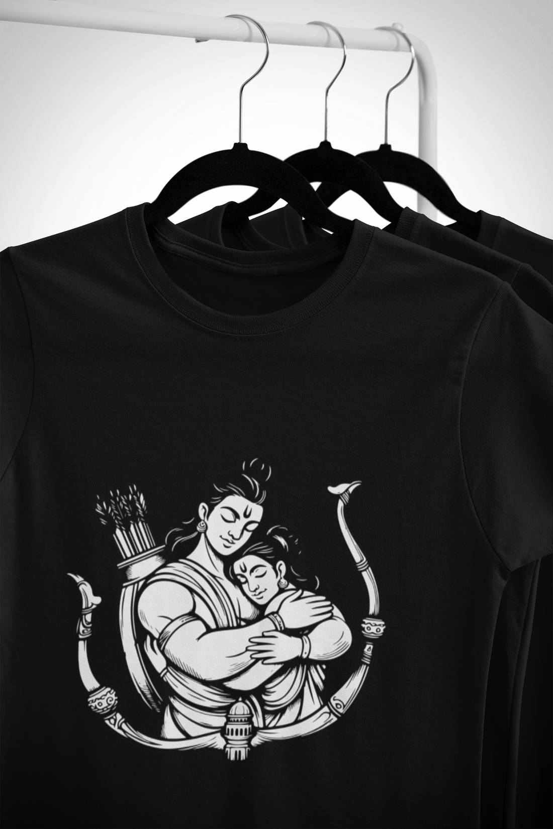 Sri Ram & Mata Sita Printed Premium Black T-Shirt for Men