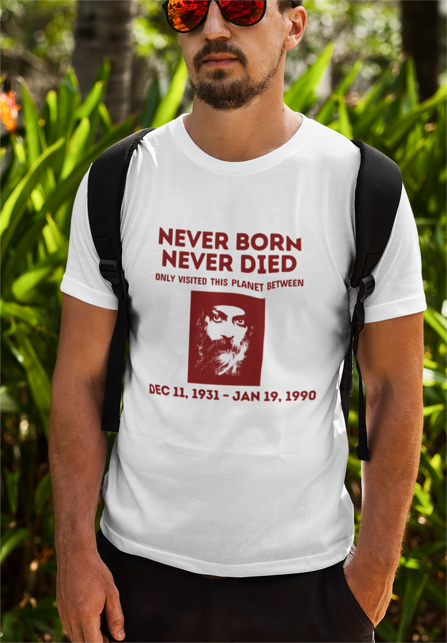 OSHO "Never Born, Never Died" Premium T-Shirt for Men